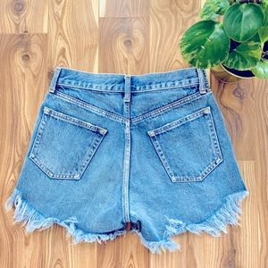MOUSSY VINTAGE | patchwork high rise denim shorts raw hem size 2